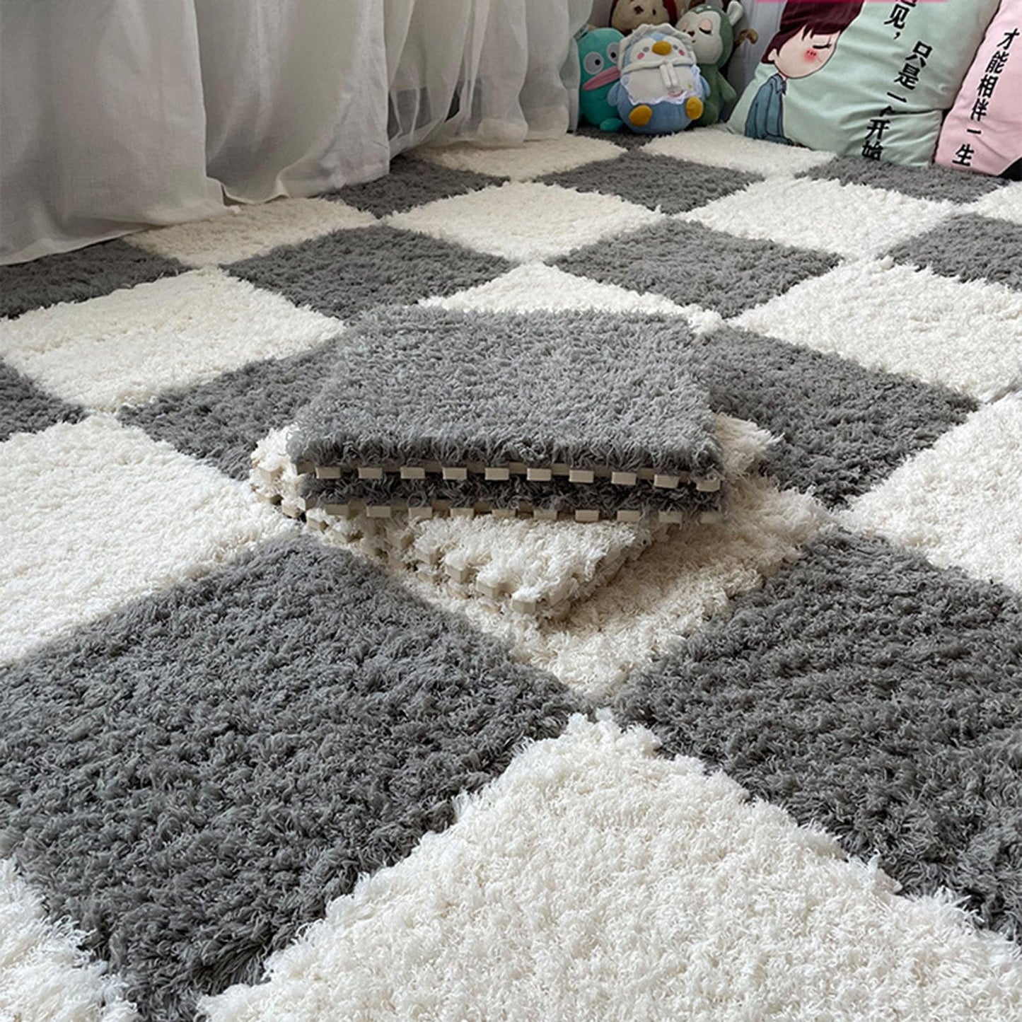 Floor Mats, Hand Washable, Thickened Non-Slip Carpet Tiles