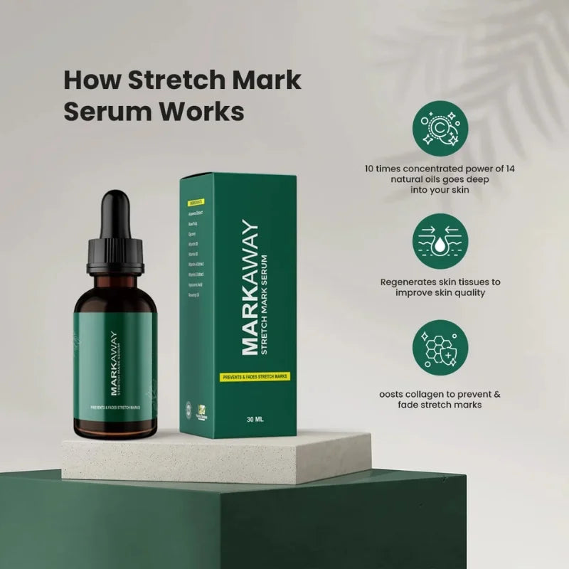 Markaway Stretch Mark Serum | Herbal Formula for Scars & Skin Elasticity | 30ml