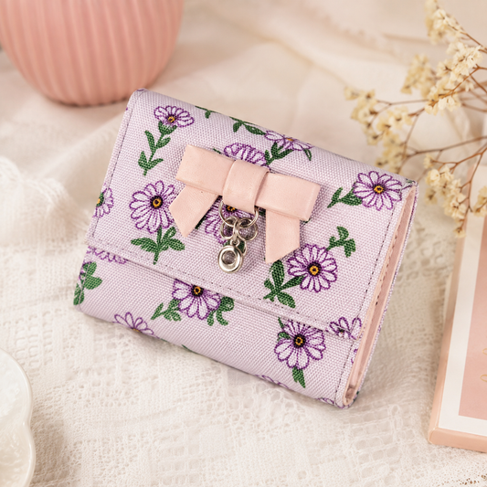 Elegant Floral Bow Charm Wallet