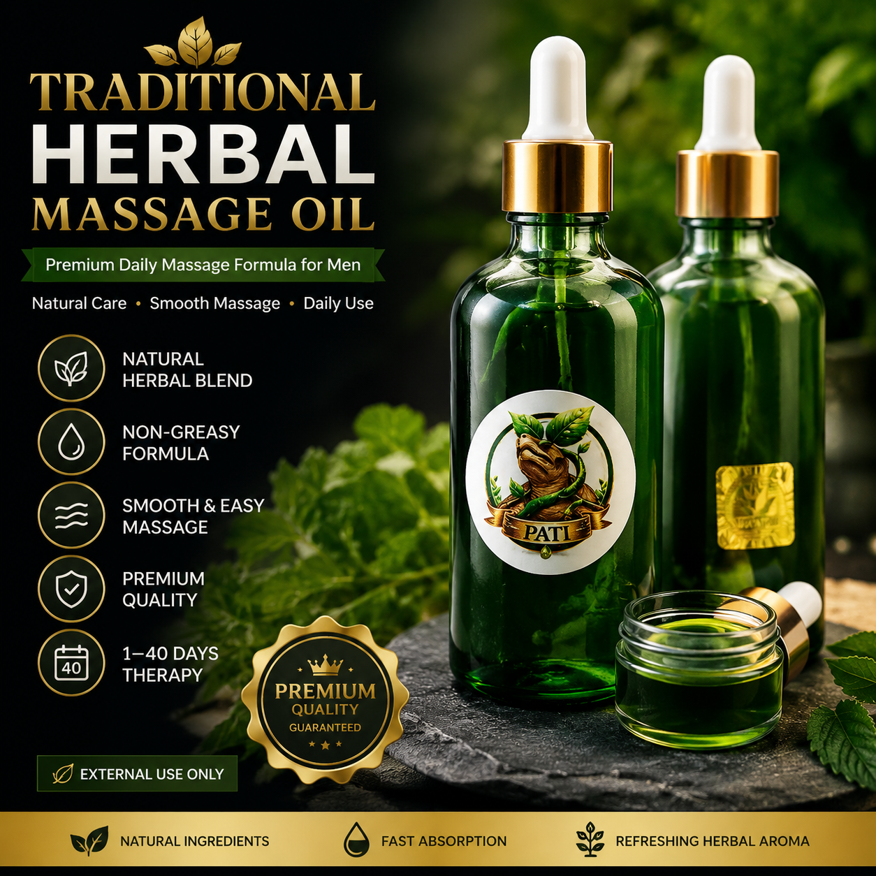 Large Size [1-40 days therapy] Traditional massage oil, natural firming, smoothing
