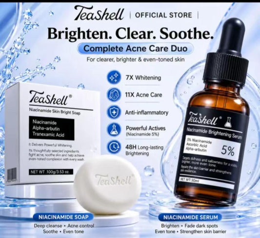 2 in 1 Bundle TeaShell Niacinamide Brightening Serum & Soap